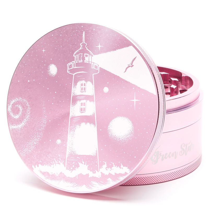 Green Star Scenic Large 4-Piece Grinder - Style:Lighthouse - Color:Pink