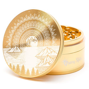 Green Star Scenic Large 4-Piece Grinder - Style:Mountain Mandala - Color:Gold