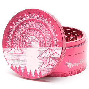 Green Star Scenic Large 4-Piece Grinder - Style:Mountain Mandala - Color:Red