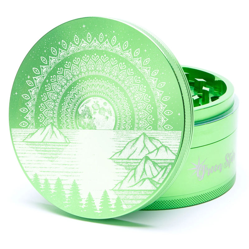 Green Star Scenic Large 4-Piece Grinder - Style:Mountain Mandala - Color:Green