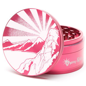 Green Star Scenic Large 4-Piece Grinder - Style:Rising Sun Mountain - Color:Red