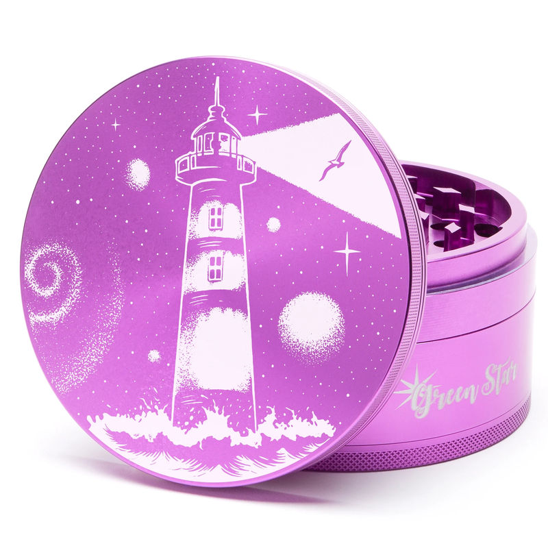 Green Star Scenic Large 4-Piece Grinder - Style:Lighthouse - Color:Purple