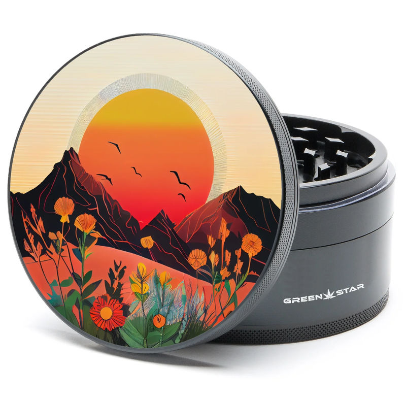 Green Star Scenic Large 4-Piece Grinder - Style:Spring Sunset - Color:Black