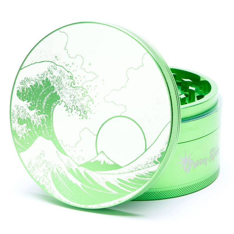 Green Star Scenic Large 4-Piece Grinder - Style:Wave - Color:Green