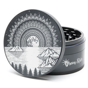 Green Star Scenic Large 4-Piece Grinder - Style:Mountain Mandala - Color:Black