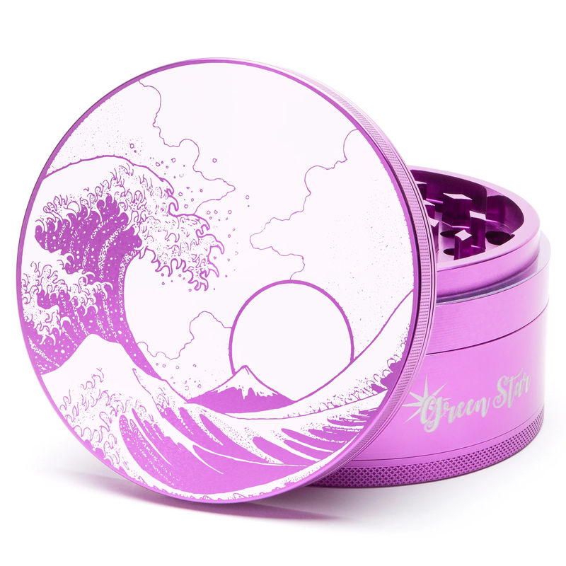 Green Star Scenic Large 4-Piece Grinder - Style:Wave - Color:Purple