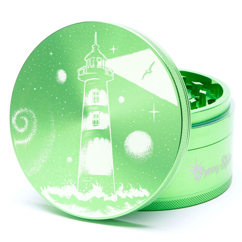 Green Star Scenic Large 4-Piece Grinder - Style:Lighthouse - Color:Green
