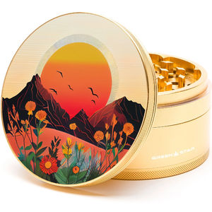 Green Star Scenic Large 4-Piece Grinder - Style:Spring Sunset - Color:Gold