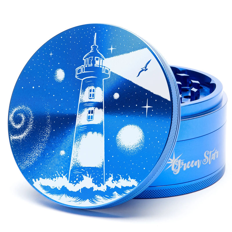 Green Star Scenic Large 4-Piece Grinder - Style:Lighthouse - Color:Blue