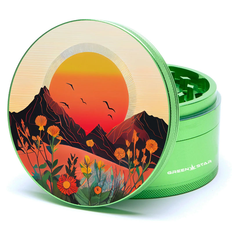 Green Star Scenic Large 4-Piece Grinder - Style:Spring Sunset - Color:Green
