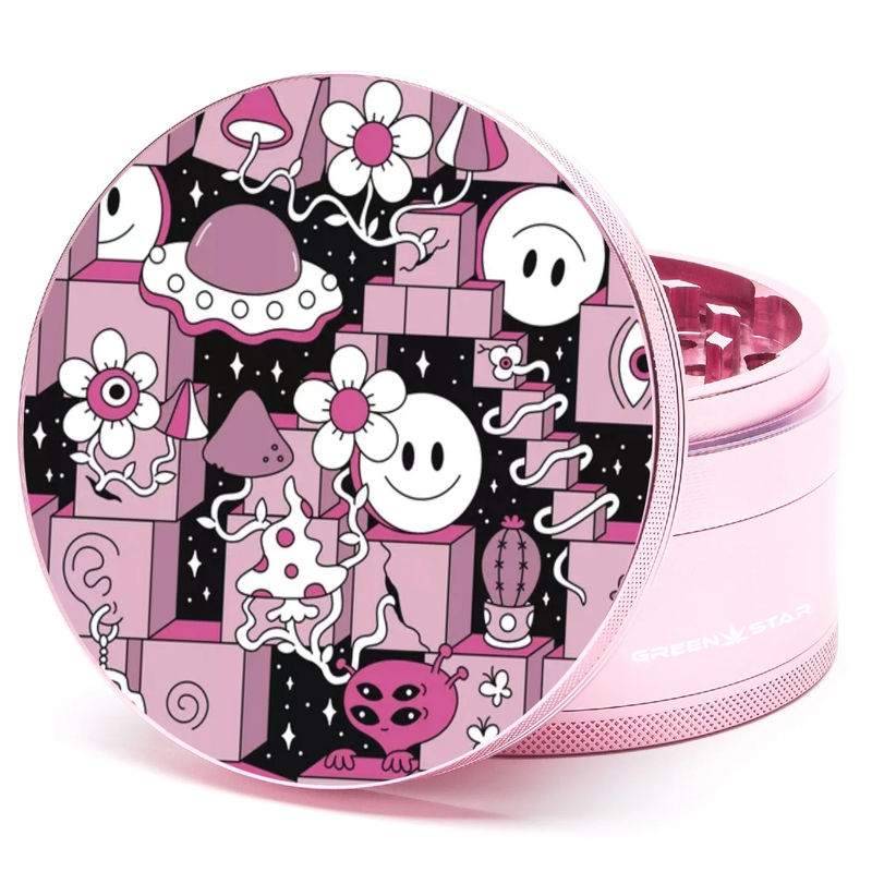 Green Star Scenic Large 4-Piece Grinder - Style:Block Trip - Color:Pink
