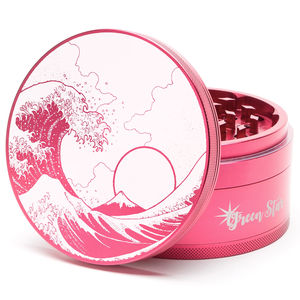 Green Star Scenic Large 4-Piece Grinder - Style:Wave - Color:Red