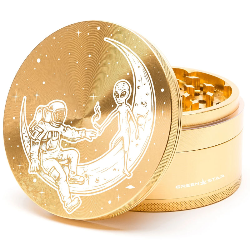 Green Star Scenic Large 4-Piece Grinder - Style:Best Buds Universe - Color:Gold