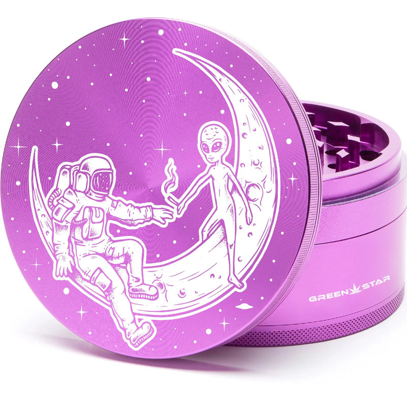 Green Star Scenic Large 4-Piece Grinder - Style:Best Buds Universe - Color:Purple