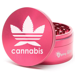 Green Star Novelty Large 4-Piece Grinder - Style:Cannabis - Color:Red
