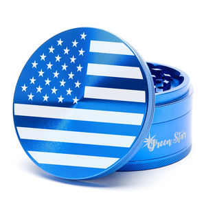 Green Star Novelty Large 4-Piece Grinder - Style:American Flag - Color:Blue