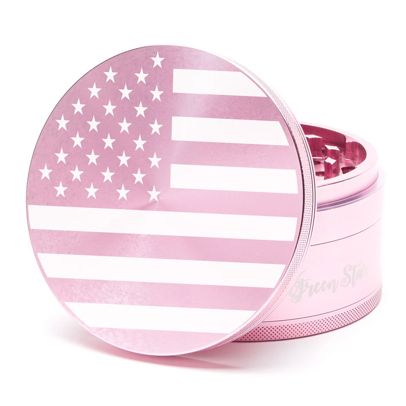 Green Star Novelty Large 4-Piece Grinder - Style:American Flag - Color:Pink
