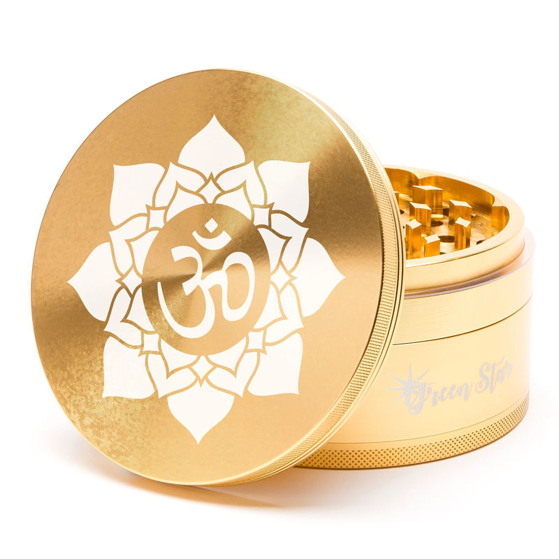 Green Star Novelty Large 4-Piece Grinder - Style:Yin Yang - Color:Gold