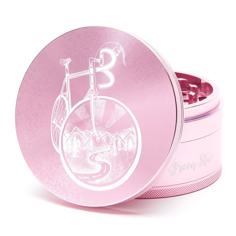 Green Star Novelty Large 4-Piece Grinder - Style:Bicycle - Color:Pink