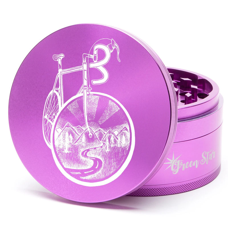 Green Star Novelty Large 4-Piece Grinder - Style:Bicycle - Color:Purple