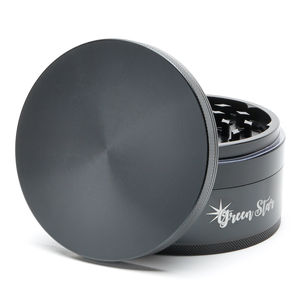 Green Star Novelty Large 4-Piece Grinder - Style:Blank - Color:Black