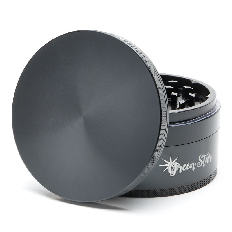 Green Star Novelty Large 4-Piece Grinder - Style:Blank - Color:Black