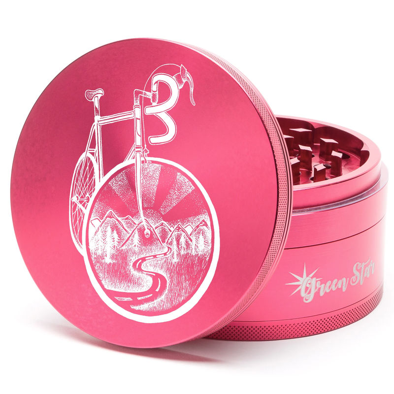 Green Star Novelty Large 4-Piece Grinder - Style:Bicycle - Color:Red