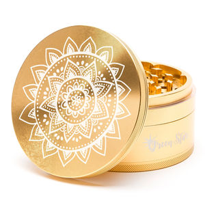 Green Star Novelty Large 4-Piece Grinder - Style:Mandala - Color:Gold