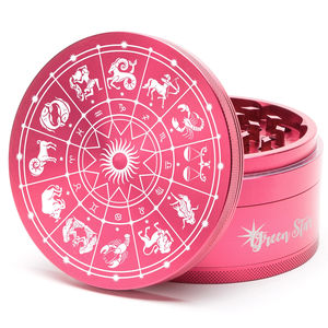 Green Star Novelty Large 4-Piece Grinder - Style:Horoscope - Color:Red