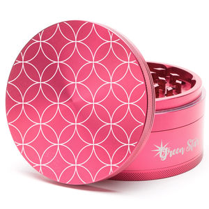 Green Star Novelty Large 4-Piece Grinder - Style:Circles - Color:Red