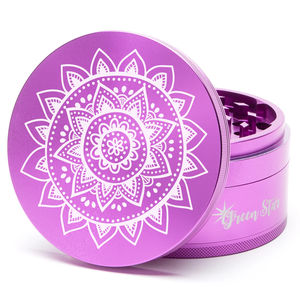 Green Star Novelty Large 4-Piece Grinder - Style:Mandala - Color:Purple