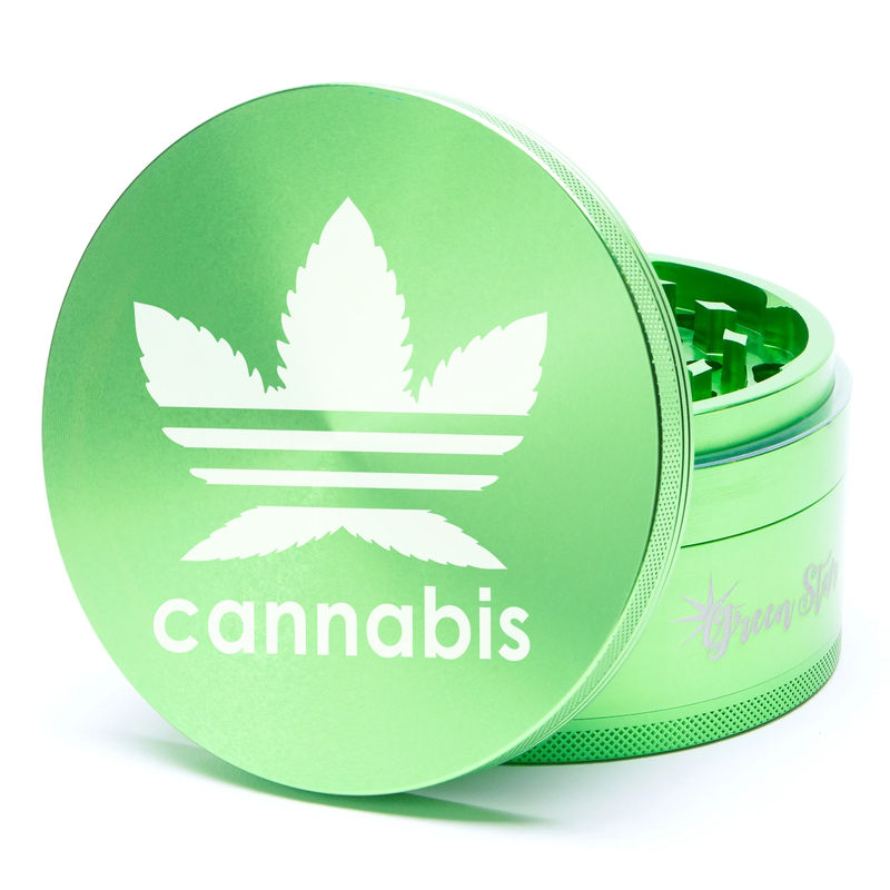 Green Star Novelty Large 4-Piece Grinder - Style:Cannabis - Color:Green