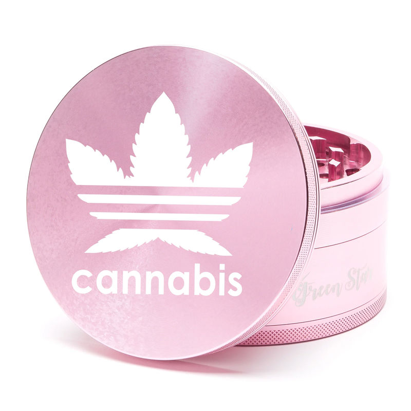 Green Star Novelty Large 4-Piece Grinder - Style:Cannabis - Color:Pink