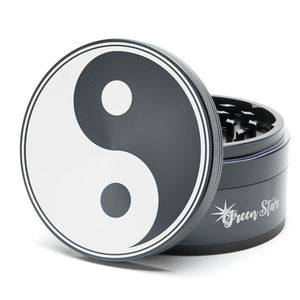 Green Star Novelty Large 4-Piece Grinder - Style:Yin Yang - Color:Black