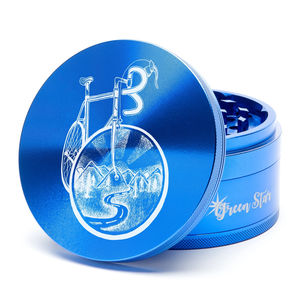 Green Star Novelty Large 4-Piece Grinder - Style:Bicycle - Color:Blue