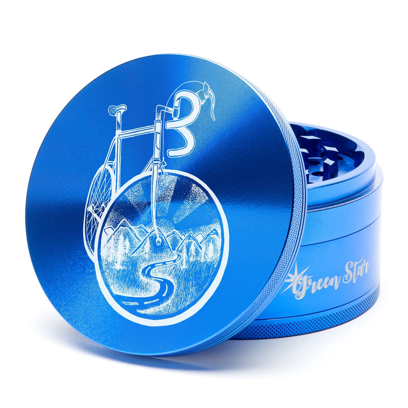 Green Star Novelty Large 4-Piece Grinder - Style:Bicycle - Color:Blue