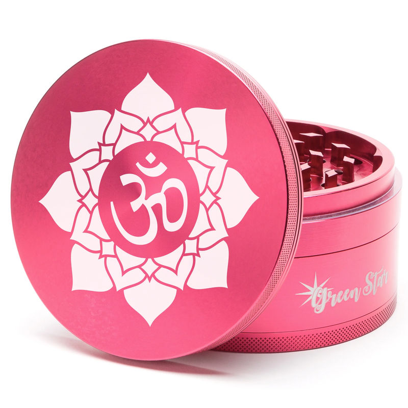 Green Star Novelty Large 4-Piece Grinder - Style:OM - Color:Red