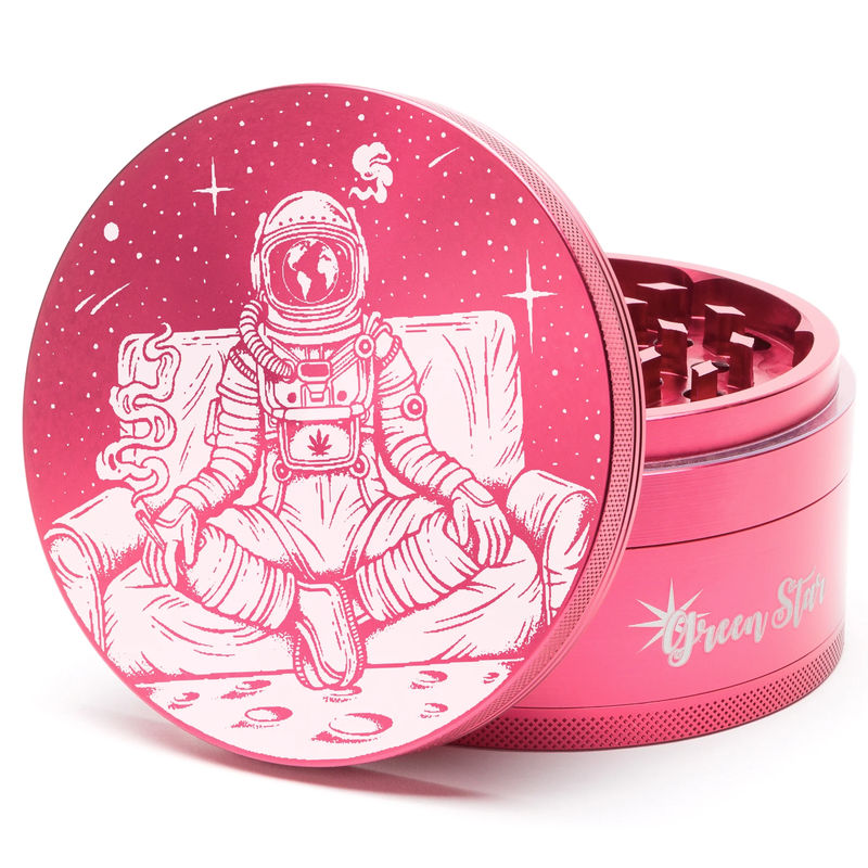 Green Star Novelty Large 4-Piece Grinder - Style:Astronaut - Color:Red