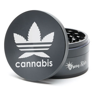 Green Star Novelty Large 4-Piece Grinder - Style:Cannabis - Color:Black