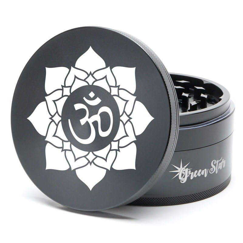 Green Star Novelty Large 4-Piece Grinder - Style:OM - Color:Black