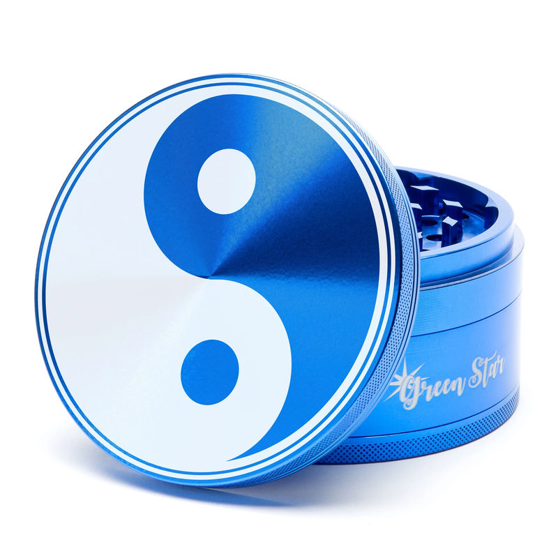 Green Star Novelty Large 4-Piece Grinder - Style:Yin Yang - Color:Blue