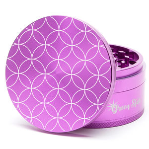 Green Star Novelty Large 4-Piece Grinder - Style:Circles - Color:Purple