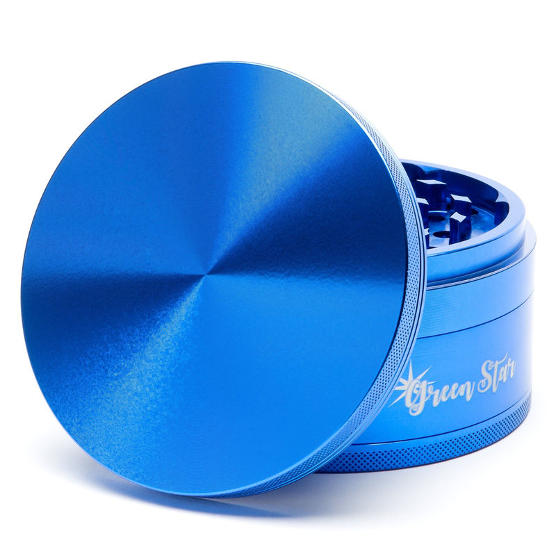 Green Star Novelty Large 4-Piece Grinder - Style:Blank - Color:Blue