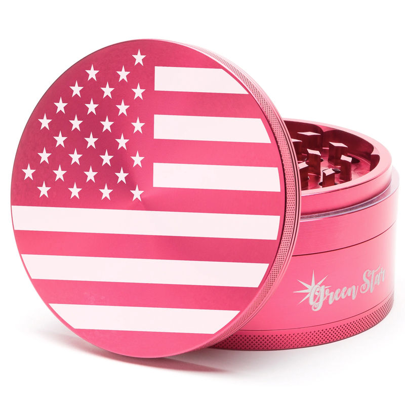 Green Star Novelty Large 4-Piece Grinder - Style:American Flag - Color:Red
