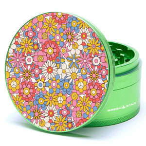 Green Star Novelty Large 4-Piece Grinder - Style:Flowers - Color:Green
