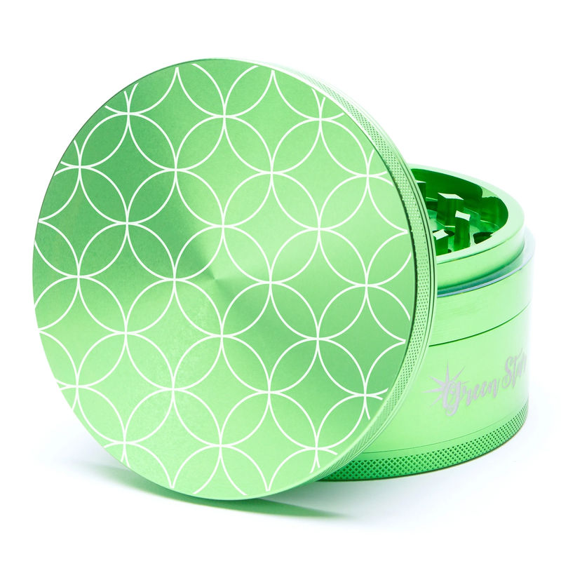 Green Star Novelty Large 4-Piece Grinder - Style:Circles - Color:Green