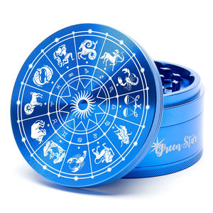 Green Star Novelty Large 4-Piece Grinder - Style:Horoscope - Color:Blue