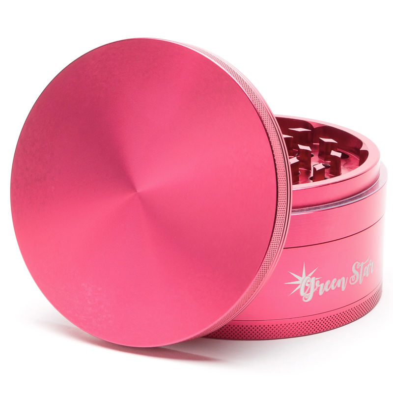 Green Star Novelty Large 4-Piece Grinder - Style:Blank - Color:Red