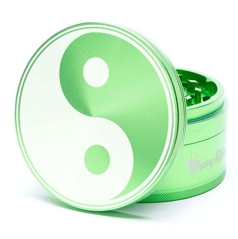Green Star Novelty Large 4-Piece Grinder - Style:Yin Yang - Color:Green