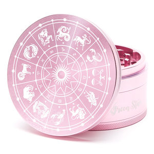 Green Star Novelty Large 4-Piece Grinder - Style:Horoscope - Color:Pink